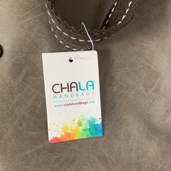 Chala Handbag Shoulder Purse Tote Bag with Elephant Charm, Stone Gray - Picture 9 of 12